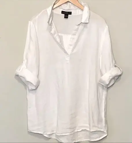 August Silk ✨ | 100% linen popover w/ roll/tab sleeve✨