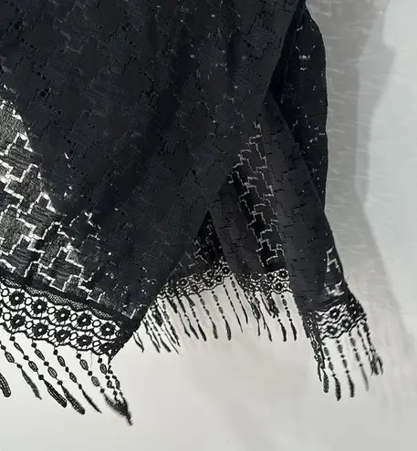 Women's Boho Cap Sleeve Sheer Lace Black Shawl/Kimono/Tunic Size M Boho Size M