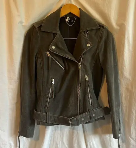 Topshop  Suede Leather Moto Biker Jacket