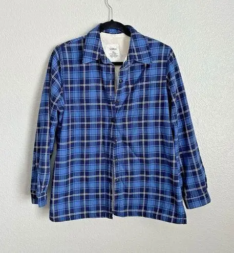 LL Bean Shacket Womens Size XS Fleece Lined Plaid Flannel Shirt Button Down