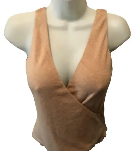 LNA Clothing Margoux Top Size XS In Sesame Faux Wrap Crop Super Soft Sleeveless