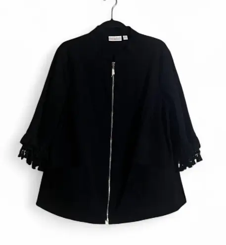 Belle by Kim Gravel Jacket Sz 1XL NWOT Tassel Sleeves Front Zipper Stretchy