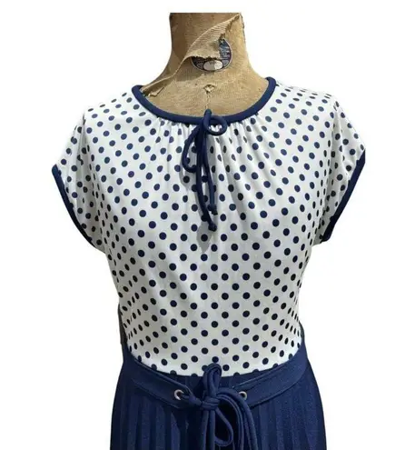 Vintage Blue  Polka Dot 60s Large Dress