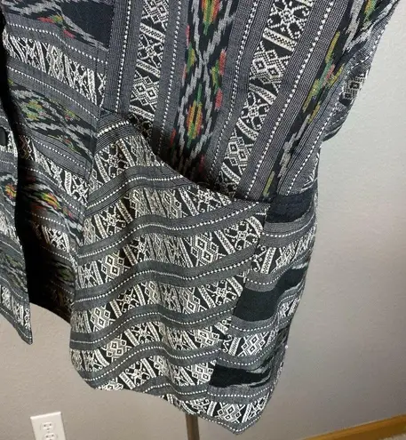 Vintage Thai Silk Handmade Art to Wear Jacket Oversized One Size 100% Silk Aztec