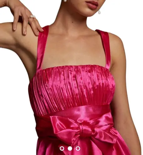 Maeve  by Anthropologie Pink Bow-Tie Satin Mini Dress Women’s size US 4 NWT