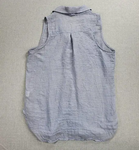 Just living Womens Tank Shirt Sz S Blue Chambray Button Down Collared Sleeveless