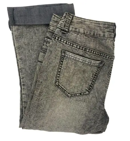  Platinum Denim Black Gray Acid Wash Crop Chicos Size 0-Women’s Size 4