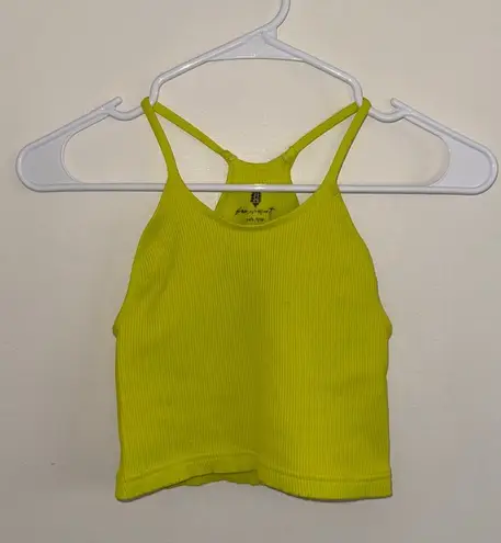 Free People Happiness Runs Crop Tank Neon Yellow XS/S