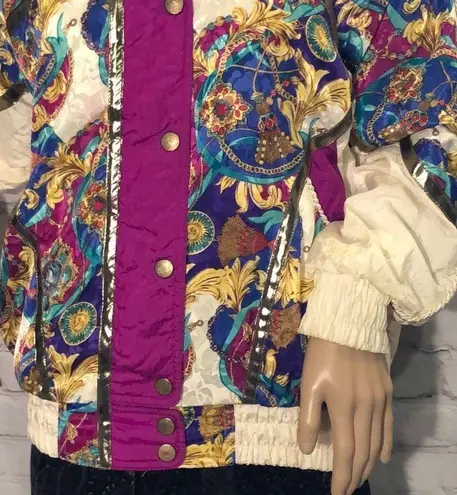 Vintage Clipper Bay Scarf Print Windbreaker S Blue