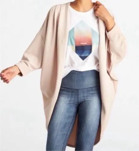 Lucy Inner Journey Wrap Textured Knit Short Sleeve Cocoon Cardigan Size XS/S Tan