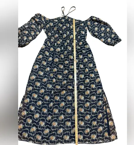 Club Monaco Tansa Dress in Deep Sapphire Blue Floral Metallic Pattern Sz 2