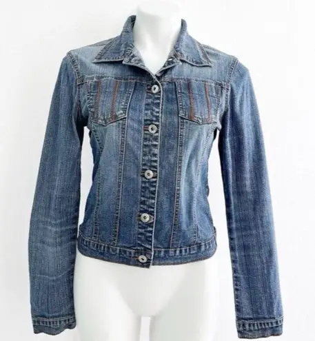 Vinatge Western Denim Jean Jacket SMALL BLUE Women's Stitched Access AC