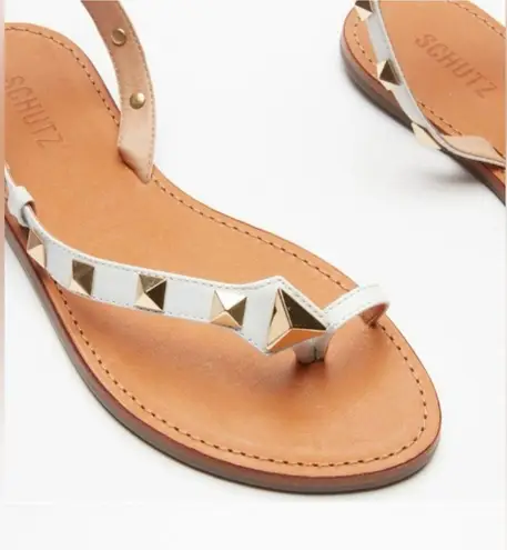 Schutz Courtney Studed Wrap Sandal White Gold Size 6B