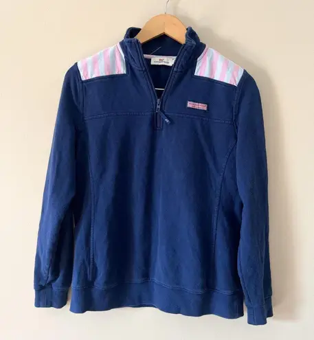 Vineyard Vines Stripe Shoulder Classic Shep Shirt Quarter Zip Sweatshirt Small