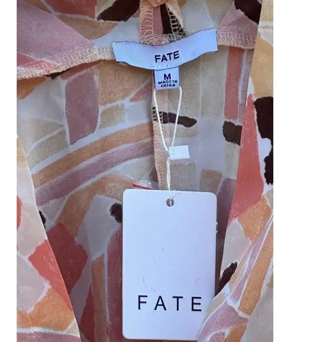 FATE. Geometric Printed Button Down Relaxed Fit Top NWT Medium