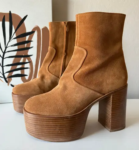 Simon Miller High Raid Platform Chunky Suede Leather Platform Brown Boot Size 38