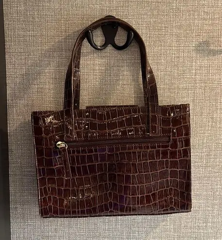 Bisou Bisou Brown Textured Shoulder Bag with Metallic Accents