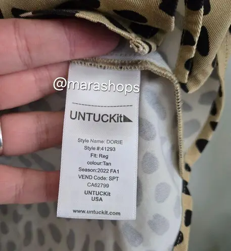 UNTUCKit Dorie Button Down Cheetah Print Shirt Black Size 8