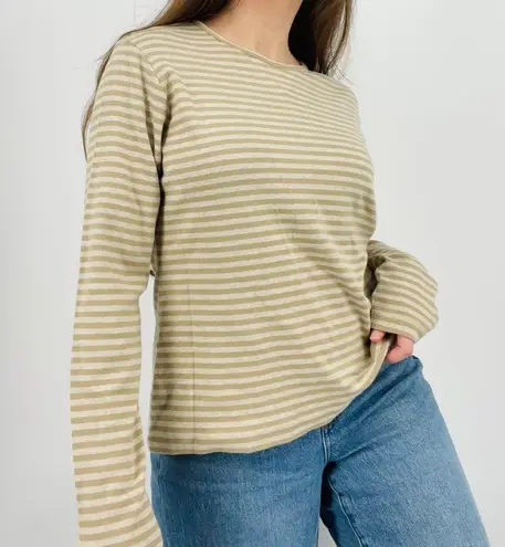 Woolrich  slouchy two tone oatmeal striped crewneck longsleeve shirt top size L