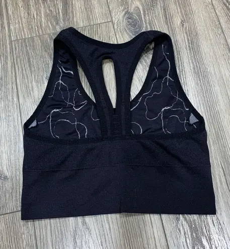 Tahari Sport Black and Grey Marble Sports Bra
