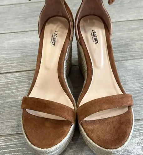 L'Agence Elysee Suede Espadrille Wedge Sandals New!