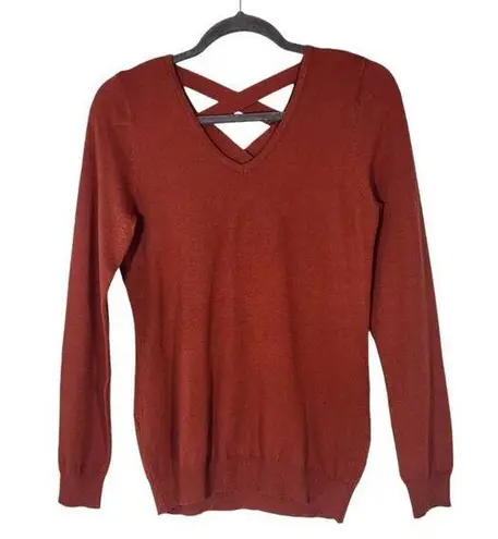Love Ellie Orange Sweater with Criss Cross Back Size XS Rust Orange Fall Sweater