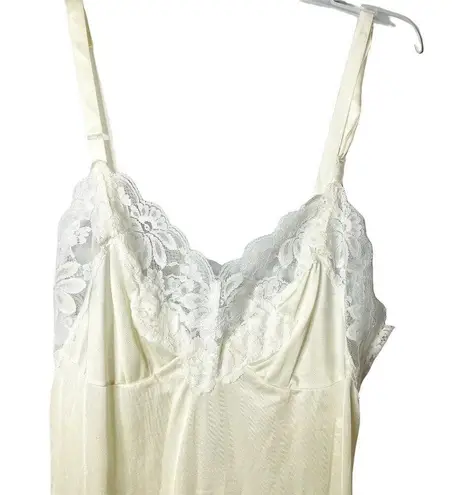 Womens Lorraine White Full Slip Underskirt Adjustable Straps Lace S Vintage u Yellow