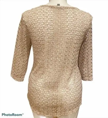 JM Collection gold brocade blouse Size large