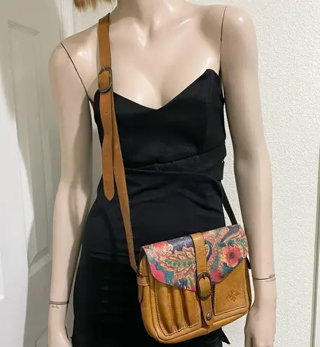 Patricia Nash Brown Leather Floral Praga Flap Crossbody Bag