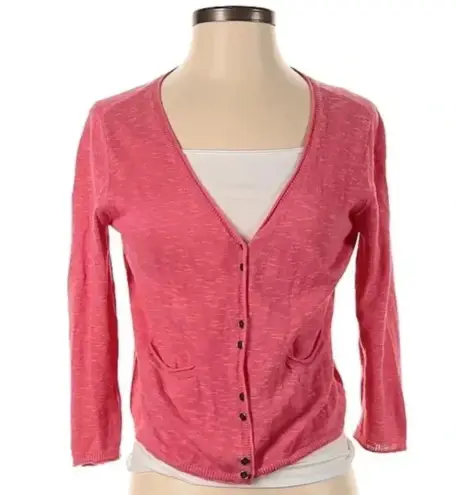 Eileen Fisher  V-Neck Linen Cotton Blend Pink Button Down Cardigan Size Petite S thumbnail 1