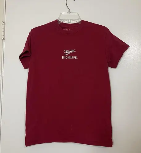 Miller High Life red embroidered crew neck short sleeve tshirt size small