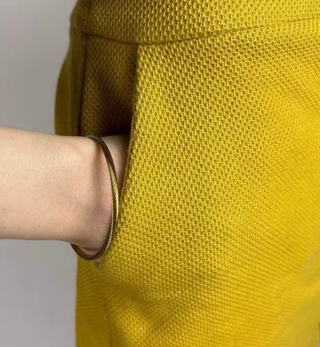 Promod Mustard Yellow Zip Front Pencil Straight Mini Athletic Golf Skirt Size 8