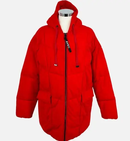 Avec Les Filles Hooded Puffer Coat Jacket Orange Size Large