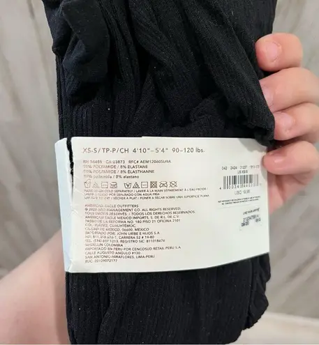 American Eagle NWT  Black Ribbed Footed Tights