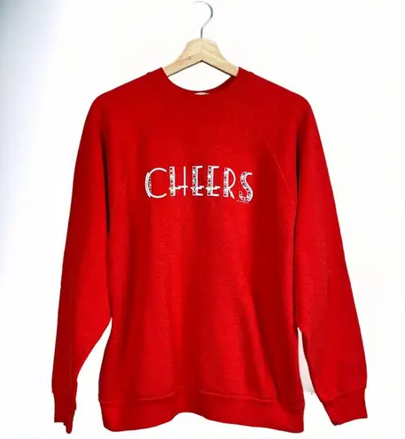 BJ Concept Design Vintage 80s 90s Red Long Sleeve Pullover Red Graphic Cheers Sweatshirt Holiday L