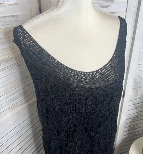 Soft Surroundings  VINTAGE Woman 2X Slinky Lace Tank Tunic Dress Black Goth Y2k