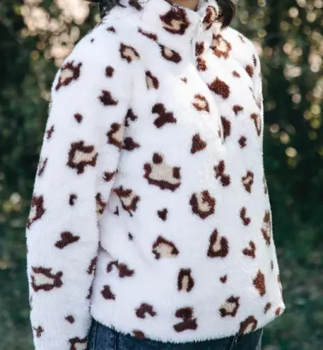 Mommy & Me Pink Leopard Sherpa ¼ Zip Pullover Size Large