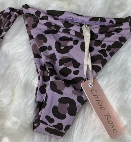 Chloe Rose Dream On Side Tie Bottom in Purple Leopard NWT