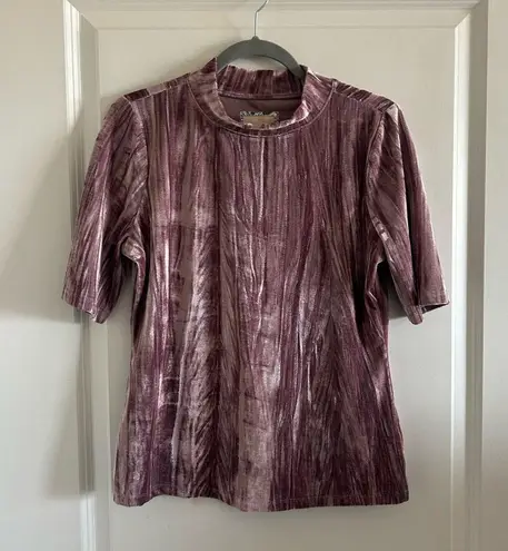 Anthropologie  Pilcro M Pink/Rose Velvet Short Sleeve Mock Neck Top