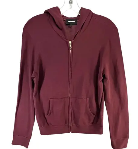 Monrow Supersoft Zip Up Hoody Womens M Maroon Red Hoodie Sweatshirt Full Zip Size M