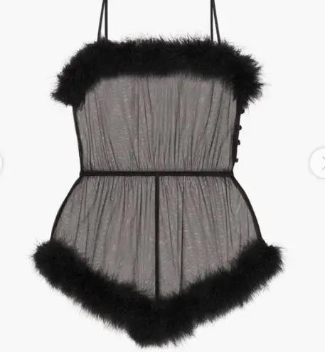 NWT Savage X Fenty Marabou Romper Large Black Size undefined