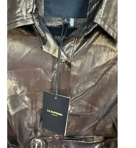 LE SUPERBE METALLIC SUNSET TOWER TUCK SHIRT MADE IN ITALY Size 0 Gold