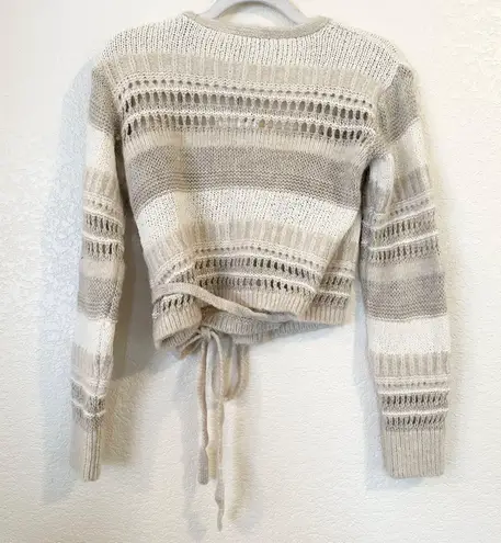 ZARA NWT  Open Knit Striped Cropped Wrap Cardigan Sweater Size S