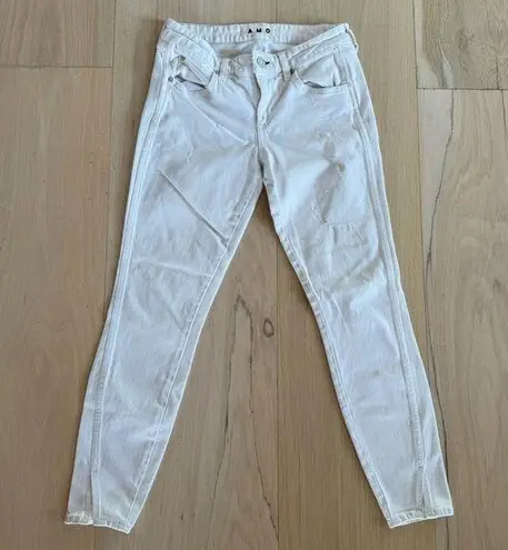 AMO Twist Sea Salt Jeans Distressed Slim Fit White Size 26
