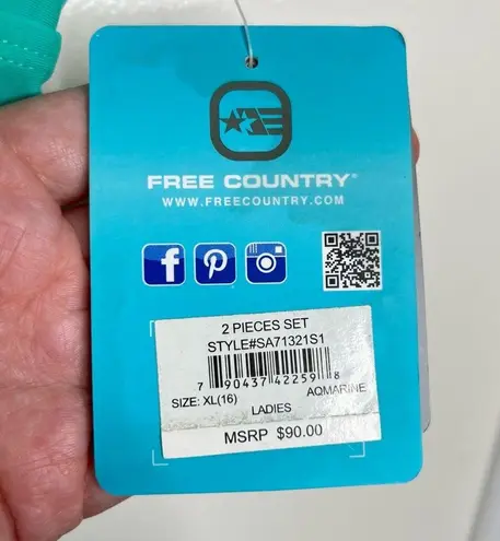 Free Country 2 Piece Swimsuit Tank & Boy Shorts Size XL 16 Aqua