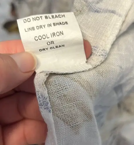 Francesca Bettini Linen Tropical Floral Print Open Front Kimono Cardigan OS