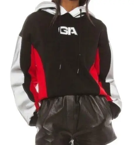 I am gia I.AM.GIA Black Red Silver Reflective Sabrina Oversize Hoodie Sweatshirt sz XS