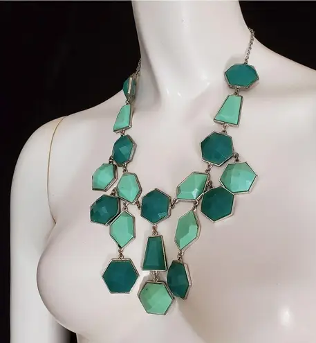 Deb Blue & Green Statement Necklace Green