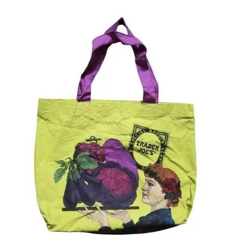 RARE Vintage Trader Joes Reusable Bag Fruit Lady Special Appointment Purple OS Green Size M