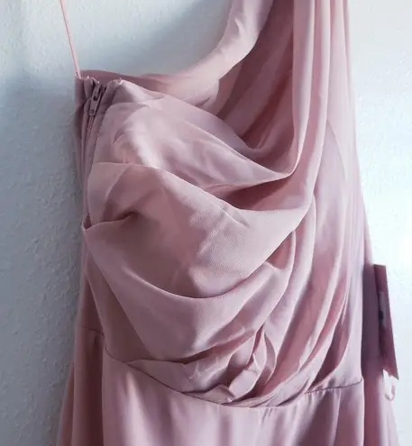 Birdy Grey Mauve Pink Chiffon Bridesmaid One Shoulder Dress New With Tags